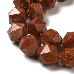 合成ゴールドストーン金砂石ビーズ連売り  スターカットラウンドビーズ  多面カット  9~10x10mm  穴：1mm  約39個/連  15.16''~15.39''（38.5~39.1センチメートル）&nbsp;G-K382-A17-03