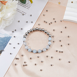 304ステンレススチールスペーサービーズ500個  ラウンド  ステンレス鋼色  4x3mm  穴：1.5mm&nbsp;STAS-DC0015-68