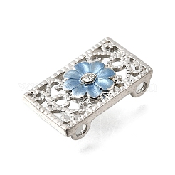Brass Crystal Rhinestone Rectangle with Flower Multi-Strands Links&nbsp;KK-P306-21P