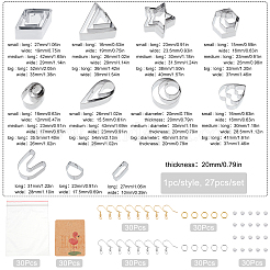 見つけるキットを作るDIYイヤリング  430個のステンレス製クッキーカッターを含む  真鍮製のピアスフックとスプリットリング  プラスチック製ピアスキャッチ  紙のカード  ミックスカラー  カッター：27個/バッグ&nbsp;DIY-SC0018-77