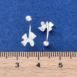 S999 ファインシルバースタッドピアス  蝶結び  銀  14.5x7.5mm&nbsp;EJEW-F356-03S