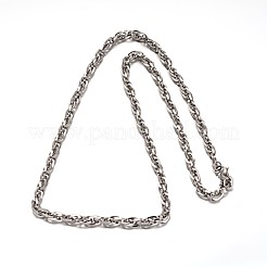 変色しない304ステンレススチールロープチェーンネックレス  カニカン付き  ステンレス鋼色  22.63インチ（57.5cm）  5mm&nbsp;NJEW-L403-04P