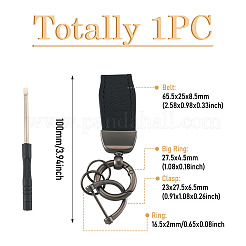 Puレザーキーホルダー  合金留め具とドライバー付き  ブラック  100mm&nbsp;KEYC-TADJ0009-03B-01