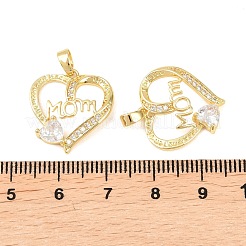 Mother's Day Brass Micro Pave Clear Cubic Zirconia Pendants&nbsp;KK-F931-20A-G