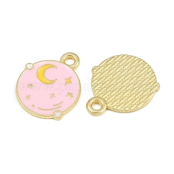 合金エナメルチャーム  ムーンチャーム  ゴールドカラー  ピンク  16x13x1mm  穴：1.6mm&nbsp;AL-CBA0485-02C-G01