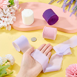 4 Rolls 4 Colors Frayed Polyester Ribbon&nbsp;OCOR-TA0002-87A