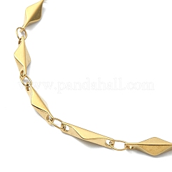 Ion Plating(IP) 304 Stainless Steel Rhombus Link Chain Bracelets for Women&nbsp;BJEW-D023-02G