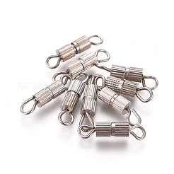 真鍮製ネジ式クラスプ  チューブ  プラチナ  14mm  穴：1.8mm  クラスプ：7x3mm&nbsp;KK-TAC0002-68A-P