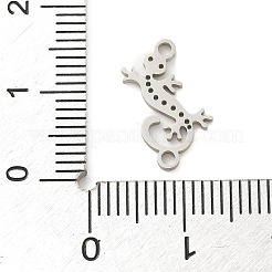 201ステンレススチールレーザーカットコネクタチャーム  ステンレス鋼色  ヤモリ  15x8x1mm  穴：1.5mm&nbsp;STAS-R133-02P-06