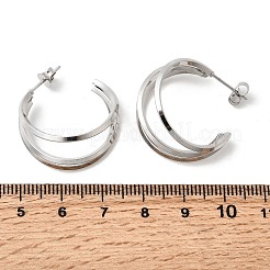 Triple C-Shaped 201 Stainless Steel Stud Earrings&nbsp;EJEW-Z151-09P
