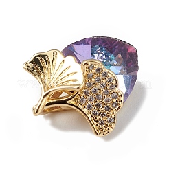 Real 18K Gold Plated Rack Plating Brass Micro Pave Clear Cubic Zirconia Pendants&nbsp;KK-C015-24G-09