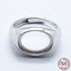 Anti-Tarnish Rhodium Plated 925 Sterling Silver Finger Ring Components&nbsp;STER-G027-11P