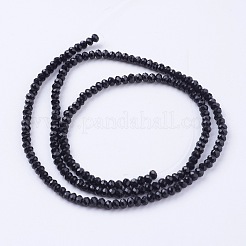 ガラスビーズ連売り  多面カット  ロンデル  ブラック  2.9~3.3x2~2.5mm  穴：0.5mm  約135~140個/連  32~34cm&nbsp;GLAA-G045-B02