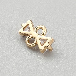 Brass Pave Clear Cubic Zirconia Connector Charms&nbsp;KK-WH0365-010G-03