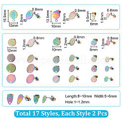 34Pcs 17 Style Ion Plating(IP) 304 Stainless Steel Stud Earring Findings&nbsp;STAS-AR0001-61