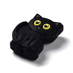 黒猫シリコンビーズ  ブラック  27.5x20.5x9.5mm  穴：2.5mm&nbsp;SIL-R014-03
