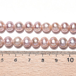 天然養殖淡水パールビーズ連売り  ラウンド  ダークサーモン  7~8mm  穴：0.5mm  約56~57個/連  14.57~15.08''（37~38.3センチメートル）&nbsp;PEAR-N016-07B-02