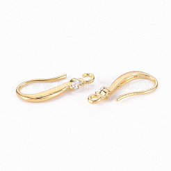 Brass Micro Pave Clear Cubic Zirconia Earring Hooks&nbsp;ZIRC-S068-005-NF