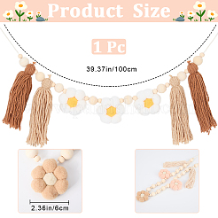 Wooden Banners with Flower Tassels Pendant Hanging Bunting&nbsp;FIND-WH20019-93B