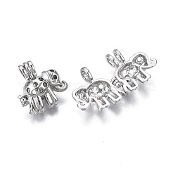 ラックメッキ合金ロケットペンダント  カドミウムフリー＆鉛フリー  象  プラチナ  21x20x10.5mm  穴：3x4.5mm&nbsp;PALLOY-N158-012S
