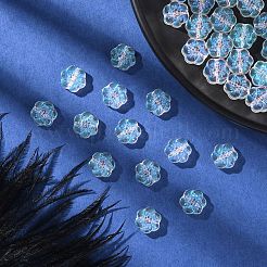 35個の透明スプレー塗装ガラスビーズ  梅の花  クリアAB  10x11x4mm  穴：1mm&nbsp;GLAA-YW0001-73A
