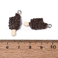 不透明樹脂ペンダント  アイスクリーム  プラチナトーンループ付き  ココナッツブラウン  25x11x4mm  穴：2mm&nbsp;CRES-TAC0013-006P