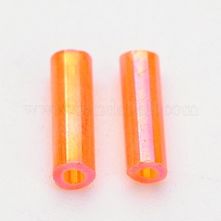 透明色の虹ガラスラッパビーズ  ABカラー  オレンジ  6x1.8mm  穴：0.6mm&nbsp;TSDB6MM169