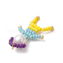 Glass Seed Bead with Glass Pearl Round Bead People Pendants&nbsp;PALLOY-MZ00643