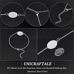 DIY ブランク楕円形 304 ステンレススチール リンク ブレスレット作成キット  ステンレス鋼色  ブレスレット製作：190mm&nbsp;BJEW-UN00003
