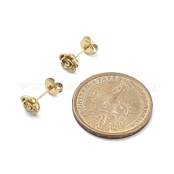 イオンプレーティング（IP）304ステンレススチールスタッドピアス  花  14KGP本金メッキ  8x7.5mm&nbsp;X-EJEW-P300-01G