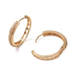 Brass Micro Pave Cubic Zirconia Hoop Earrings&nbsp;EJEW-M238-72KCG