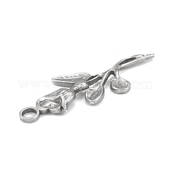 変色しない304ステンレススチールペンダント  ローズチャーム  ステンレス鋼色  28x11x2mm  穴：2.2mm&nbsp;STAS-F287-22P