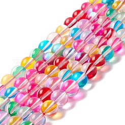 合成ムーンストーンビーズ連売り  ラウンド  カラフル  8mm  穴：1mm  約48個/連  14.57''~15.35''（37~39センチメートル）&nbsp;G-E573-02B-33
