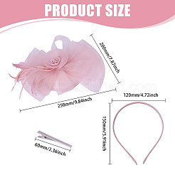 プラスチックヘアバンド  ワニ口毛クリップ付き  ミスティローズ  200x250x6mm&nbsp;OHAR-WH0021-64
