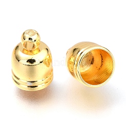 真鍮製コードエンドパーツ  長持ちメッキ  ゴールドカラー  10x7mm  穴：1.6mm  内径：6mm&nbsp;X-KK-C101-03G-E