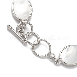 Natural White Shell Link Chain Bracelets&nbsp;BJEW-E077-02P-01
