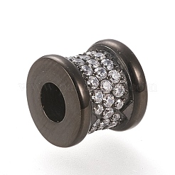 304ステンレススチールヨーロピアンビーズ  大穴ビーズ  キュービックジルコニア付き  花瓶  ガンメタ色  9x10mm  穴：4mm&nbsp;STAS-K199-06B