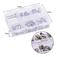 90Pcs 6 Style 304 Stainless Steel Slide On End Clasp Tubes&nbsp;STAS-YW0001-20