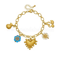 304 Stainless Steel Heart Flower Swan Multi Charm Bracelets for Women&nbsp;WGC6D23-01