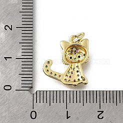 真鍮製マイクロパヴェキュービックジルコニアペンダント  猫の形のチャーム  ラックめっき  長持ちメッキ  鉛フリー＆カドミウムフリー  丸カン付き  18KGP本金メッキ  16x14x3.5mm  穴：3.5mm&nbsp;KK-Q066-34G