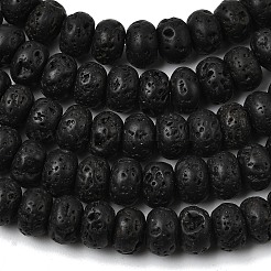 天然溶岩岩ビーズ連売り  ロンデル  6.5~7x4~4.5mm  穴：0.8mm  約89個/連  15.35''（39センチメートル）&nbsp;G-A280-A18-01