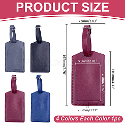 4Pcs 4 Colors Rectangle PU Leather Luggage Tag&nbsp;AJEW-ME0002-84