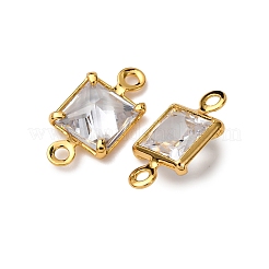 Brass Pave Clear Cubic Zirconia Connector Charms&nbsp;KK-Z121-06G-02