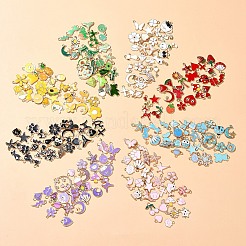 30個30スタイルアロイエナメルペンダント  混合図形  ピンク  12~24.5x7~23.5x1~6.5mm  穴：1.5~2.5mm  1個/スタイル&nbsp;ENAM-YW0003-99