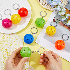 24Pcs 6 Colors Ball Stainless Steel PE Plastic Pendant Keychains&nbsp;KEYC-DC0001-41