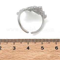 女性用304ステンレススチールカフオープンリング  葉  ステンレス鋼色  20mm  内径：17.8mm&nbsp;RJEW-L341-02D-P