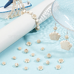 200個4スタイルメッキアクリルビーズ  ゴールドライン入り  花  ベージュ  8.5~12x9~13x3.7~4.5mm  穴：1.2~1.8mm  50個/スタイル&nbsp;OACR-SC0001-22