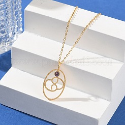 304 ステンレススチール キュービックジルコニア 十二星座 ルーンペンダント アズキチェーンネックレス 女性用  18KGP本金メッキ  蟹座  17.83インチ（45.3cm）&nbsp;NJEW-B121-02G-04