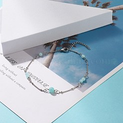 Natural Dyed White Jade & Malaysia Jade Anklets for Women&nbsp;AJEW-AN00476-01