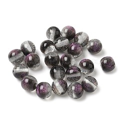 ツートンカラーの樹脂ビーズ  ラウンド  グリッターパウダー付き  ブラック  9.5mm  穴：2mm&nbsp;RESI-Q025-02B-E